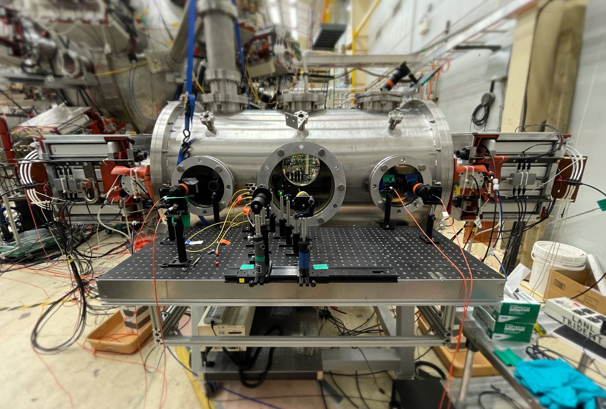 Setup in Physics division labs for the multi-ion-species plasma shock experiment.